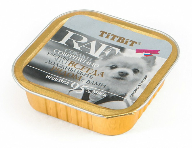 TiTBiT RAF влажный корм для собак с индейкой, в ламистерах - 100 г х 15 шт