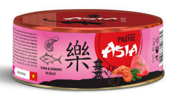 Prime Asia влажный корм для взрослых кошек тунец с креветками в желе, в консервах - 85 г х 24 шт
