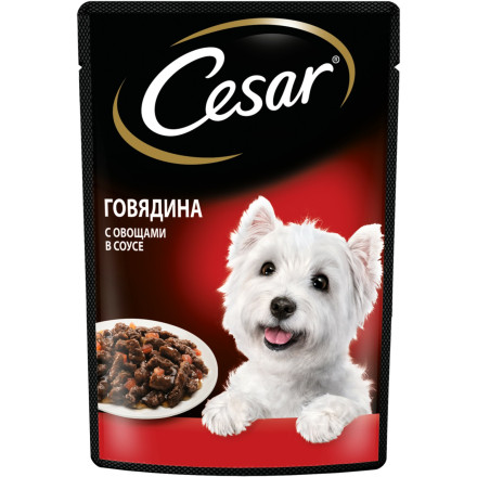 Cesar влажный корм для взрослых собак с говядиной и овощами, в паучах - 85 г х 28 шт
