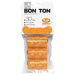 United Pets Refill пакеты для набора BON TON, 3 рулона по 10 пакетов, оранжевые