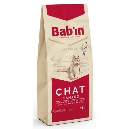 Babin Classique Chat Canard сухой корм для взрослых кошек всех пород на основе утки, свинины и домашней птицы - 15 кг