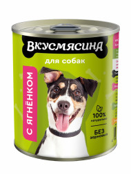 ВКУСМЯСИНА влажный корм для взрослых собак с ягненком, в консервах - 340 г х 12 шт
