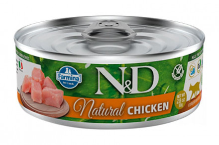 Farmina N&amp;D Natural Cat Chicken влажный беззерновой корм для взрослых кошек с курицей - 80 г (12 шт в уп)