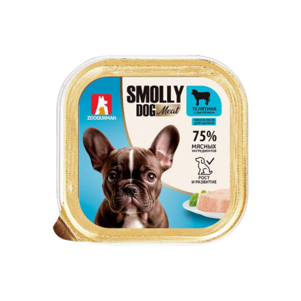 Зоогурман Смолли Дог влажный корм для щенков мелких и средних пород, с телятиной и цыпленком - 100 г x 15 шт