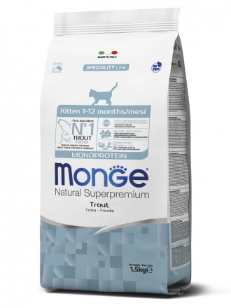 Monge Kitten Monoprotein сухой корм для котят с форелью 1,5 кг