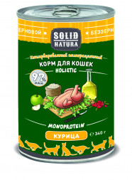 Solid Natura Holistic Курица влажный корм для кошек жестяная банка 0,34 кг (12 шт в уп)