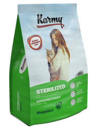 Karmy Sterilized сухой корм для взрослых стерилизованных кошек c индейкой - 400 г