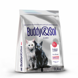 Buddy&amp;Sol Care Sterilized сухой корм для взрослых стерилизованных кошек с индейкой и говядиной - 400 г