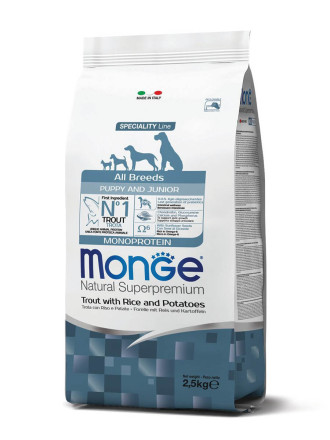 Monge Dog Speciality Line Monoprotein сухой корм для щенков всех пород с форелью, рисом и картофелем - 2,5 кг