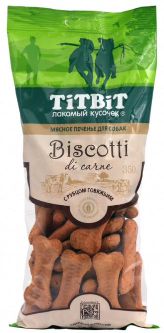 TiTBiT Бискотти лакомство для собак печенье с рубцом говяжьим - 350 г
