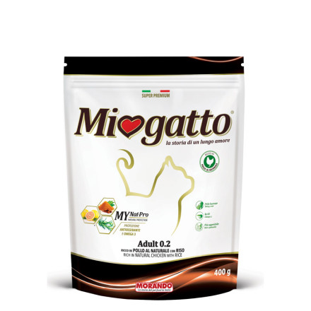 Miogatto Adult сухой корм для взрослых кошек с курицей и рисом - 400 г