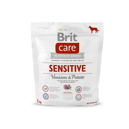 Brit Care Dog Sensitive Venison сухой корм для собак с чувствительным пищеварением с олениной - 1 кг