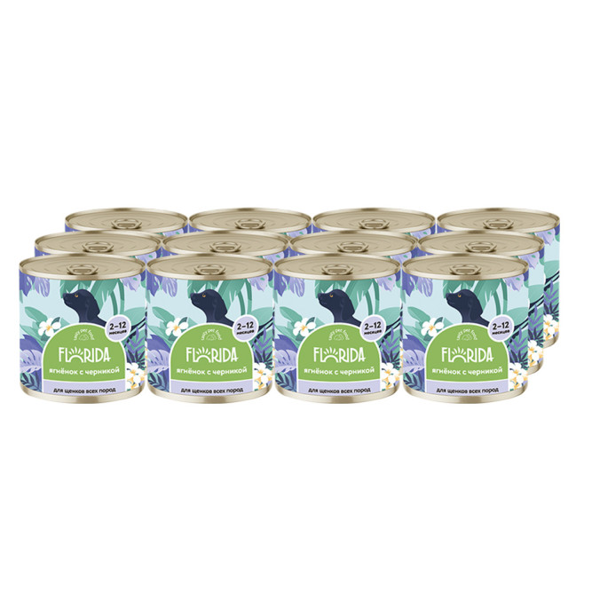Florida консервы для щенков с ягненком и черникой - 240 г x 12 шт