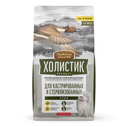 Деревенские лакомства Холистик Премьер сухой корм для стерилизованных кошек с уткой - 400 г