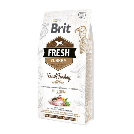 Brit Fresh Turkey with Pea Light Fit &amp; Slim сухой корм для собак для контроля веса с индейкой и горохом - 2,5 кг