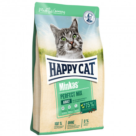 Happy Cat Minkas Perfect Mix сухой корм для взрослых кошек с птицей, ягненком и рыбой - 1,5 кг