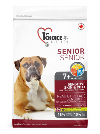 1st Choice Senior Sensitive Skin &amp; Coat сухой корм для пожилых собак с чувствительной кожей и для шерсти с ягненком, рыбой и рисом - 20 кг