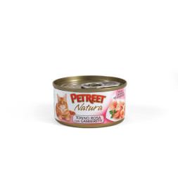 Petreet влажный корм для кошек повседневный с розовым тунцом с креветками - 70 г