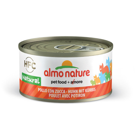 Almo Nature HFC Natural Chicken with Pumpkin консервированный корм для взрослых кошек с цельными кусочками курицы и тыквой, в бульоне - 70 г х 24 шт