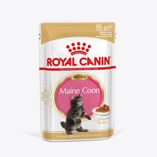 Royal Canin Maine Coon Kitten влажный корм для котят породы мейн-кун до 15 месяцев, в соусе, в паучах - 85 г х 28 шт