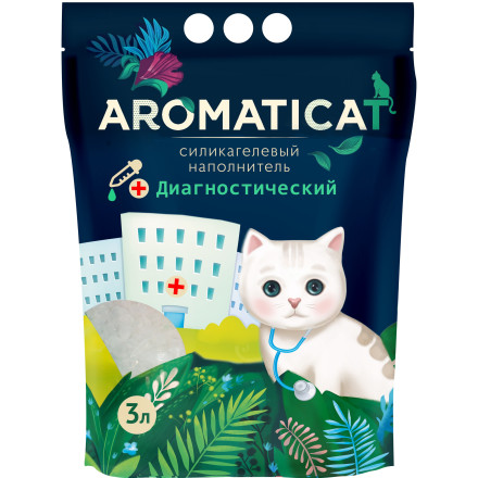AromatiCat силикагелевый диагностический наполнитель для кошачьего туалета с гранулами-индикаторами pH - 3 л