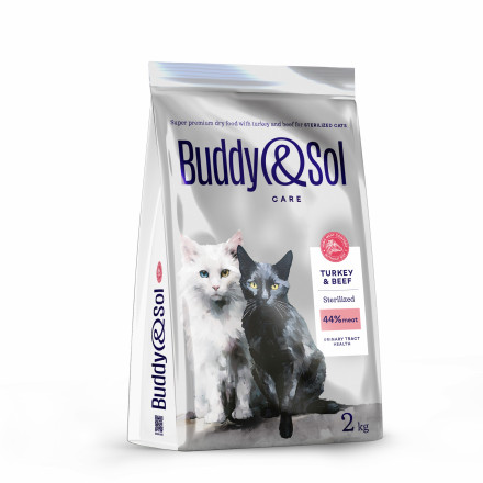 Buddy&amp;Sol Care Sterilized сухой корм для взрослых стерилизованных кошек с индейкой и говядиной - 2 кг