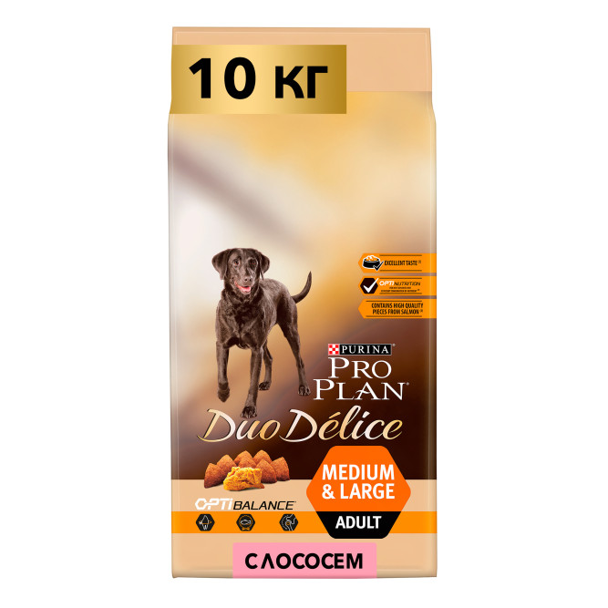 Purina Pro Plan Duo Delice сухой корм для взрослых собак крупных пород с лососем и рисом - 10 кг