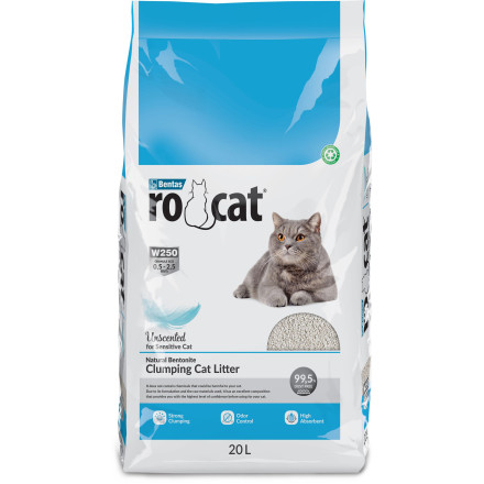 Ro Cat комкующийся наполнитель для кошек, без пыли, натуральный - 20 л (17 кг)
