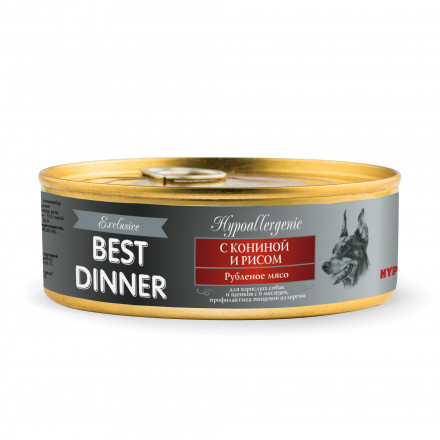 Best Dinner Exclusive Hypoallergenic консервы для собак при аллергии с кониной и рисом - 100 г