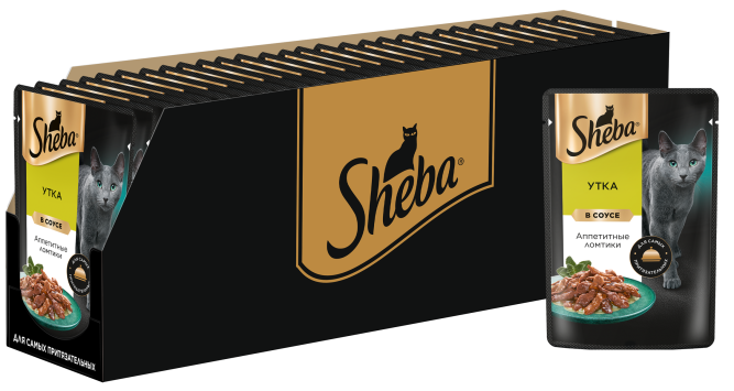 Sheba влажный корм для кошек ломтики с уткой, в соусе, в паучах - 75 г х 28 шт