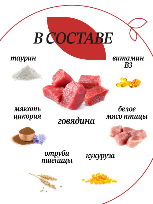 Chat&amp;Chat Adult Gourmand Beef сухой корм для взрослых кошек с говядиной - 900 г