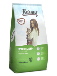 Karmy Sterilized сухой корм для взрослых стерилизованных кошек c индейкой - 10 кг