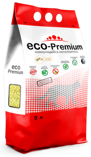 ECO-Premium наполнитель древесный комкующийся с ароматом ромашки - 5 л (1,9 кг)