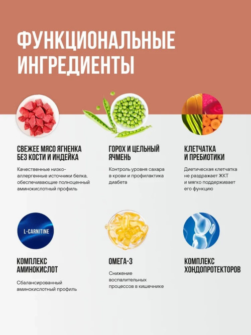 BOWL WOW сухой корм для взрослых собак мелких пород с ягненком, индейкой, рисом и тыквой - 2 кг