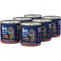 Brit Premium by Nature консервы для стерилизованных кошек с кроликом и брусникой - 200 г х 6 шт