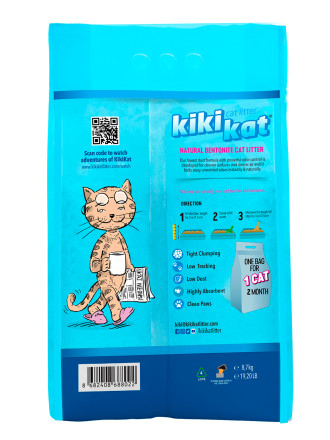 KikiKat комкующийся бентонитовый наполнитель для кошачьего туалета супер-белый - 10 л