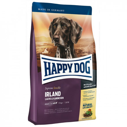 Happy Dog Supreme Sensible Irland сухой корм для взрослых собак с мясом лосося и кролика при проблемах с кожей и шерстью - 1 кг