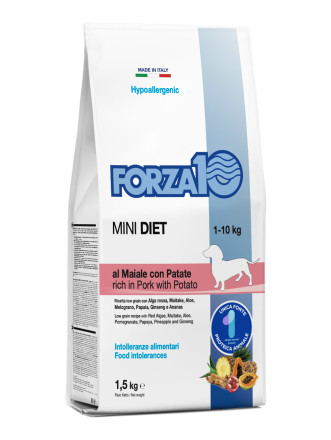 Forza10 Mini Diet Maiale con Patate сухой гипоаллергенный корм для взрослых собак мелких пород со свининой и картофелем - 1,5 кг