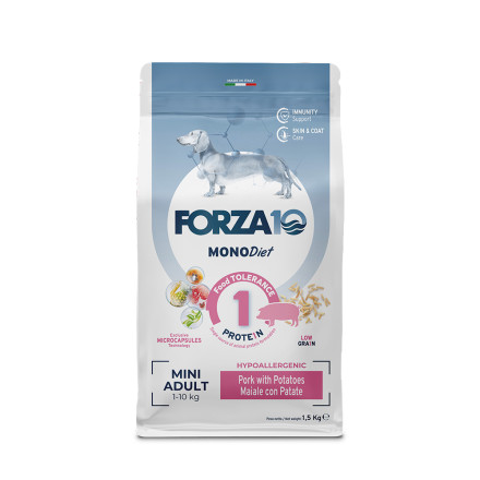 Forza10 MonoDiet Adult Mini Maiale con Patate сухой корм для взрослых собак мелких пород со свининой и картофелем - 1,5 кг