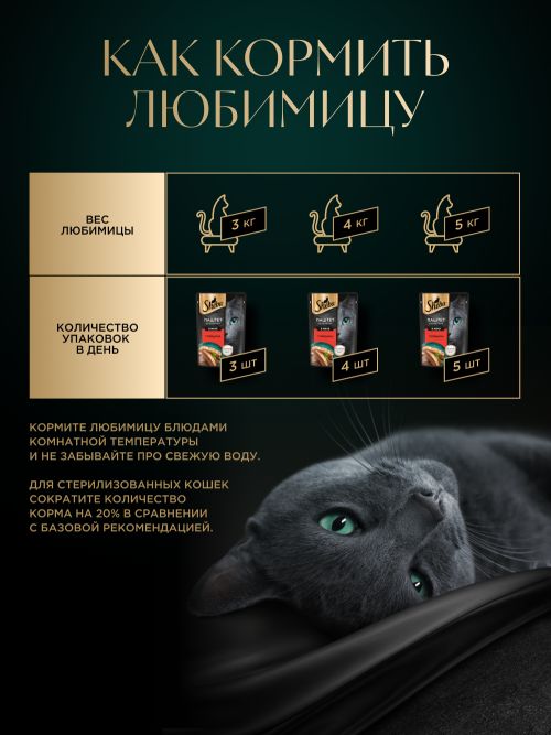 Sheba влажный корм для кошек нежный паштет с говядиной, в желе, в паучах - 75 г х 28 шт