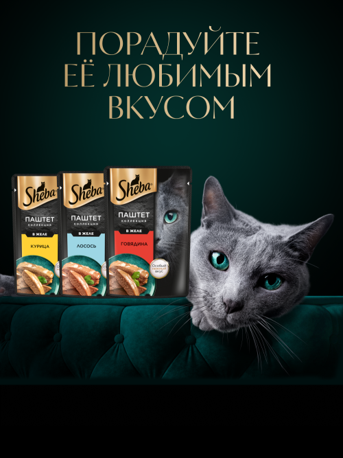 Sheba влажный корм для кошек нежный паштет с говядиной, в желе, в паучах - 75 г х 28 шт