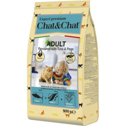 Chat&amp;Chat Expert Premium сухой корм для взрослых кошек с тунцом и горохом - 900 г