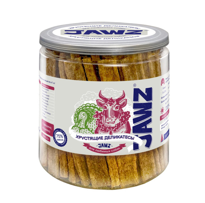 JAWZ Хрустящие Деликатесы лакомство для собак, с говядиной и индейкой - 350 г