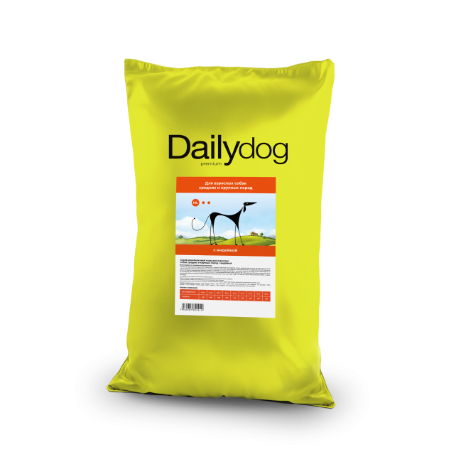 Dailydog Classic Line полнорационный сухой корм для взрослых собак средних и крупных пород, с индейкой - 18 кг