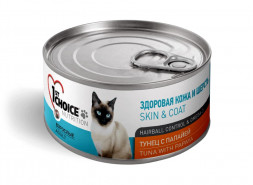 1st Choice Skin &amp; Coat влажный корм для взрослых кошек для кожи и шерсти с тунцом и папайей в консервах - 85 г х 12 шт