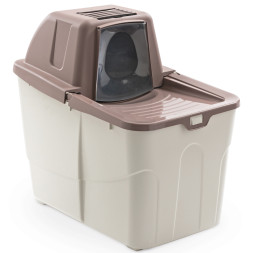 MPS BUXO CLOSE био-туалет для кошек с закрытым входом сверху, в комплекте с совком и угольным фильтром, 58x39x56 см, пудровый