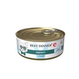 Best Dinner Vet Profi Obesity влажный диетический корм для снижения и контроля избыточной массы тела у взрослых кошек, с птицей, в консервах - 100 г х 12 шт