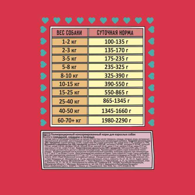 Zillii влажный корм для взрослых собак всех пород с говядиной, сердцем и печенью, в консервах - 100 г х 12 шт