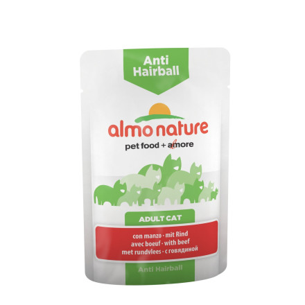 Almo Nature Functional Adult Cat Anti-Hairball with Beef паучи с говядиной для вывода шерсти у взрослых кошек - 70 г х 30 шт