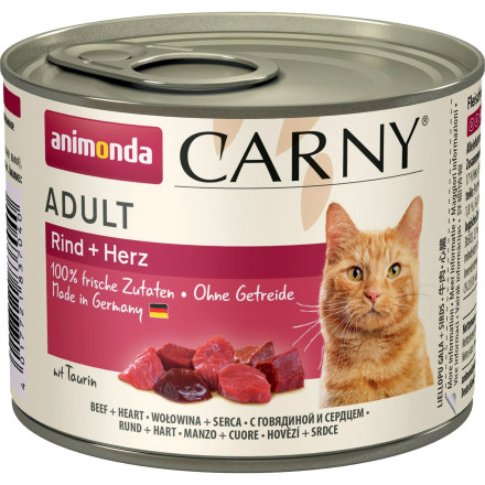 Animonda Carny Adult влажный корм для взрослых кошек с говядиной и сердцем - 200 г (6 шт в уп)